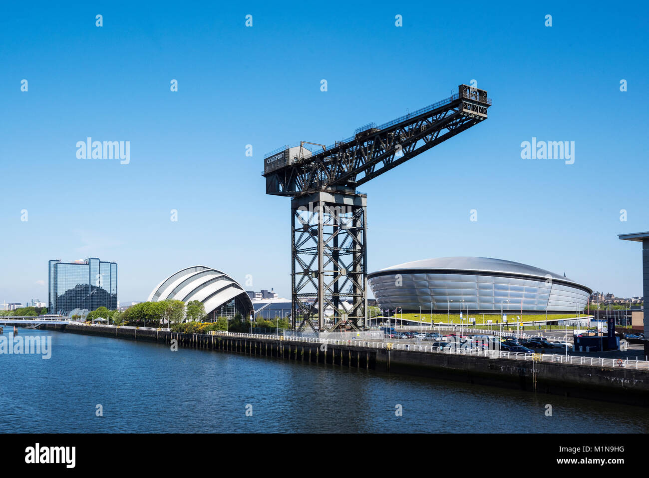 Finnieston Crane and Scottish Event Campus at River Clyde Glasgow. Stock Photo