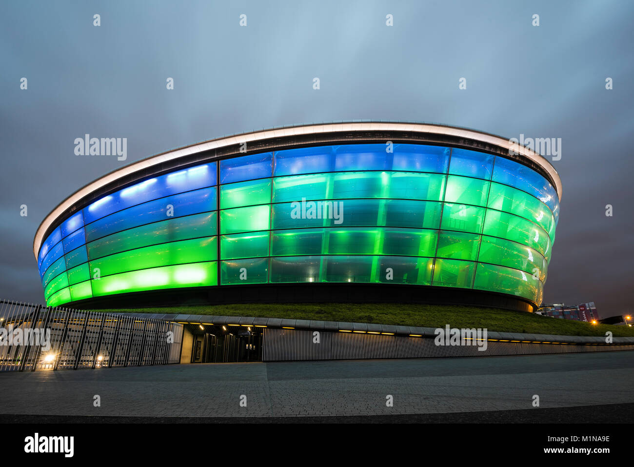 Night picture of the SSE Hydro AT THE Scottis Event Campus Glasgow. Stock Photo