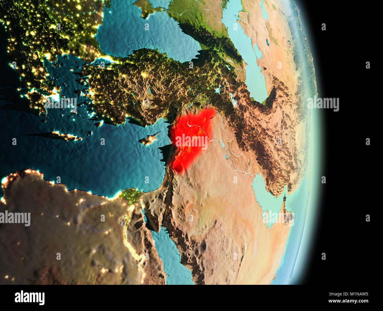 Syria Earth Map Highlighted satellite image syria hi-res stock photography and images ...