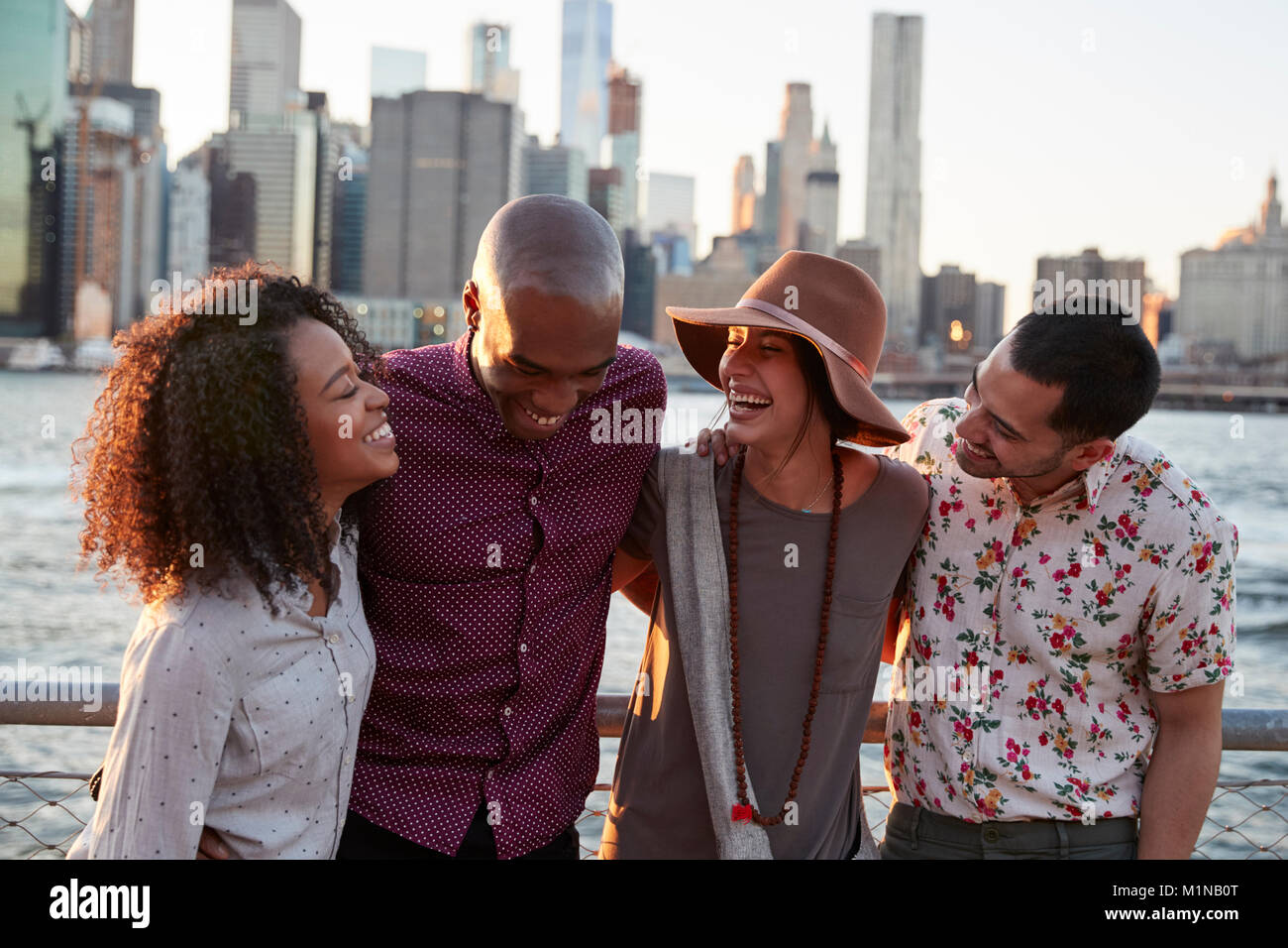 Group Of Young Friends On Trip To Manhattan Stock Photo