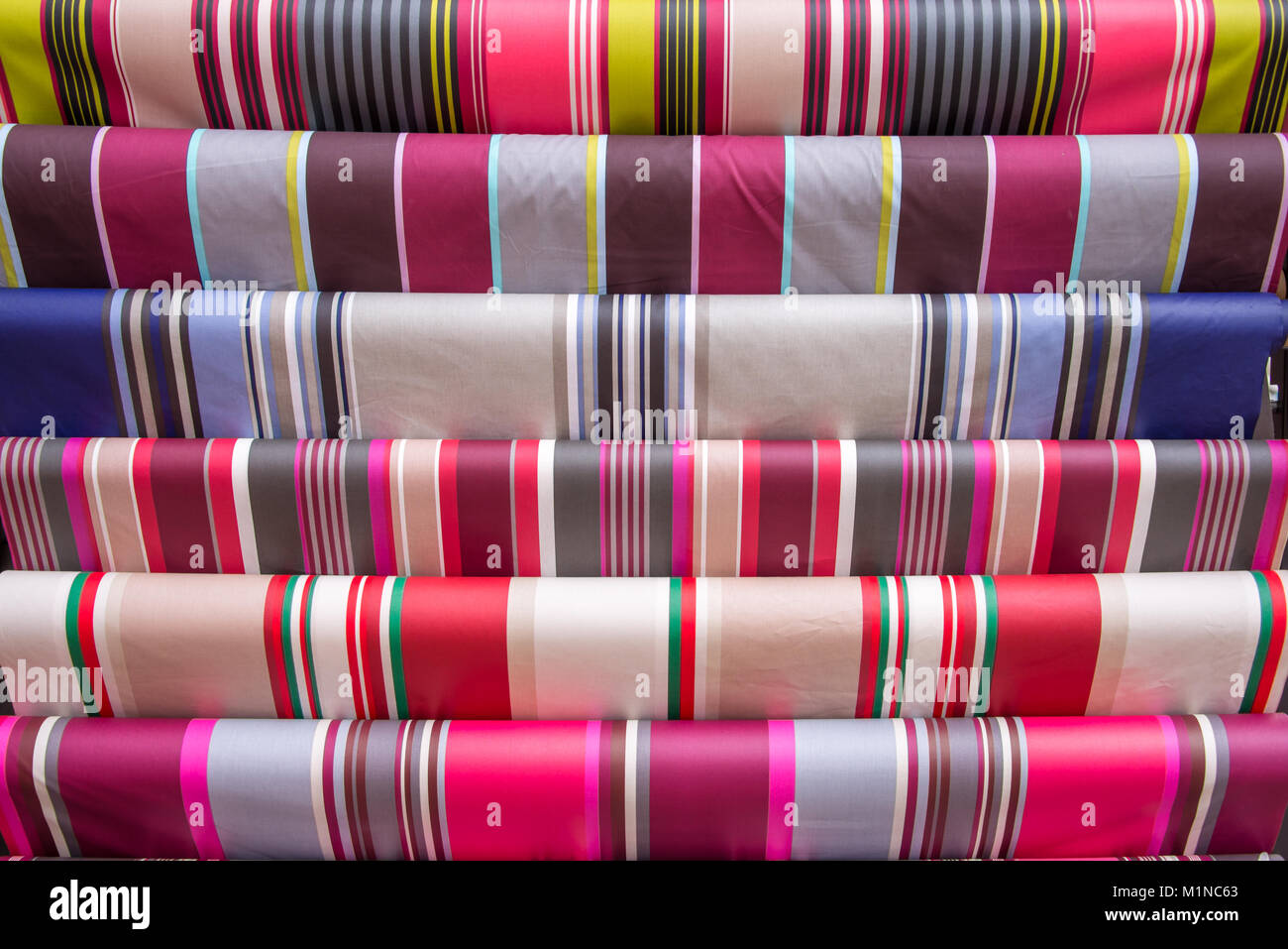 Traditional striped French Basque fabric display Stock Photo
