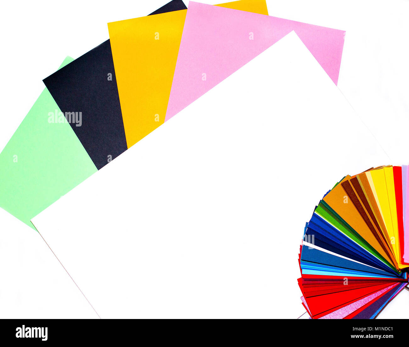 Color guide with palette of paper samples, catalog for paper. Colored