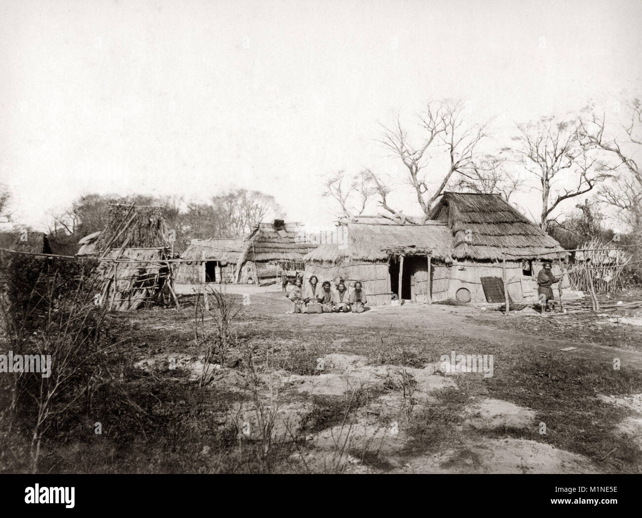 c.1880's Japan - Aino or Ainu village Hokkaido Stock Photo