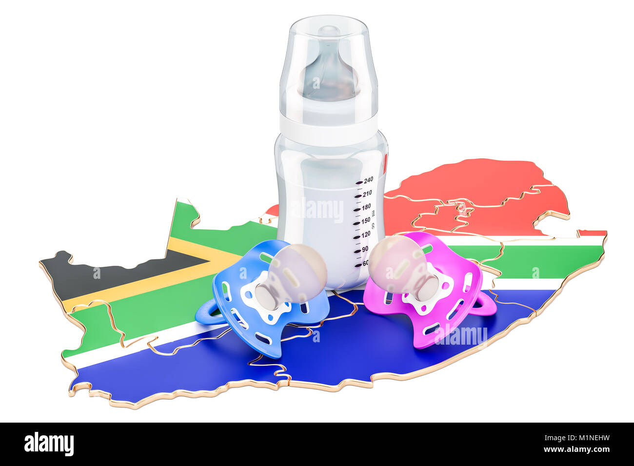 Birth rate and parenthood in South Africa concept, 3D rendering