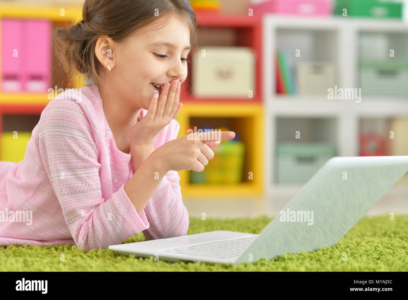 girl using modern laptop Stock Photo - Alamy