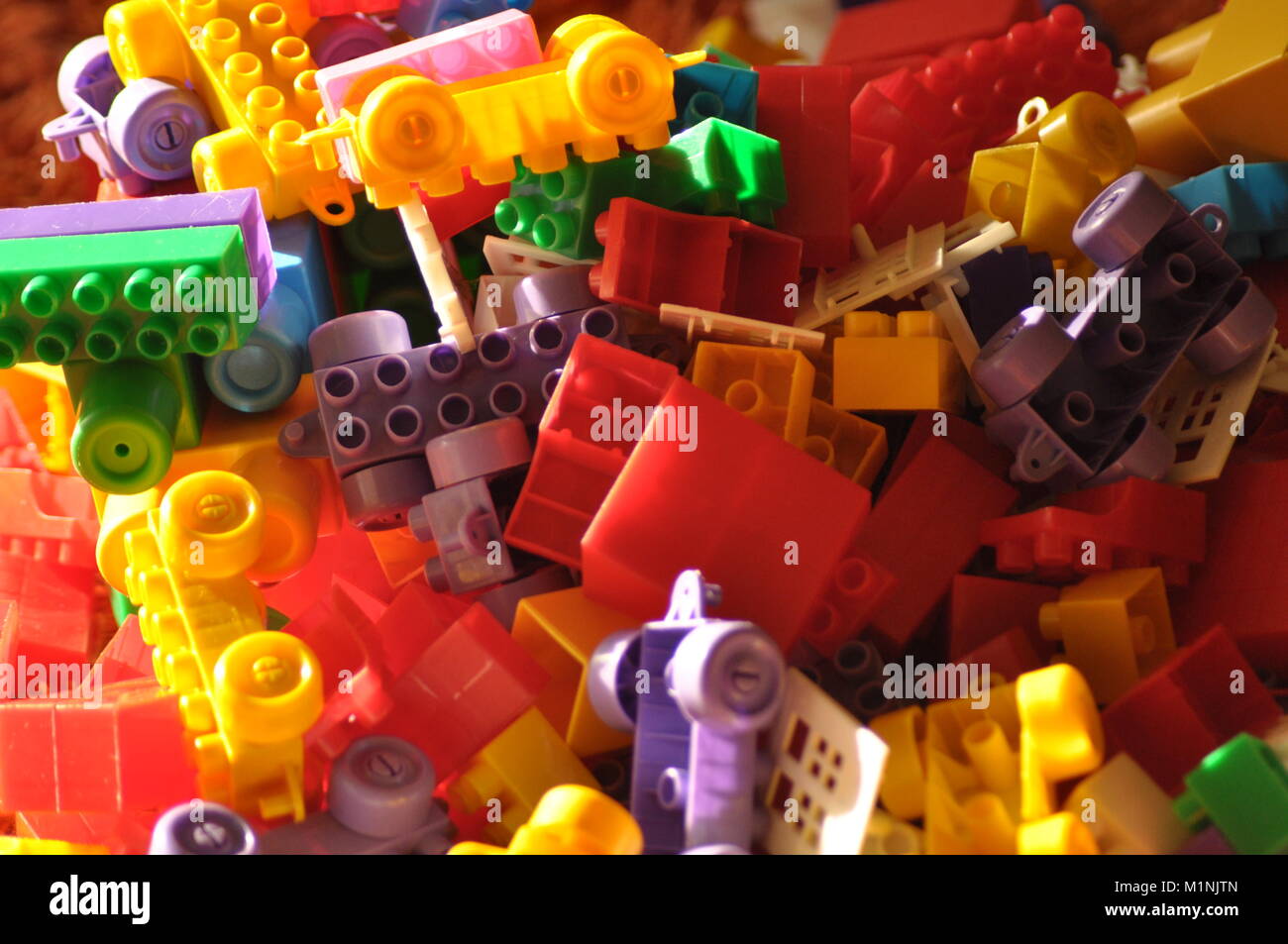 Plastic blocks. Toys for children. Building construction Stock Photo ...