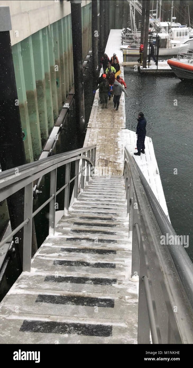 A Coast Guard 45foot rescue boat crew from Station Eastport transfers