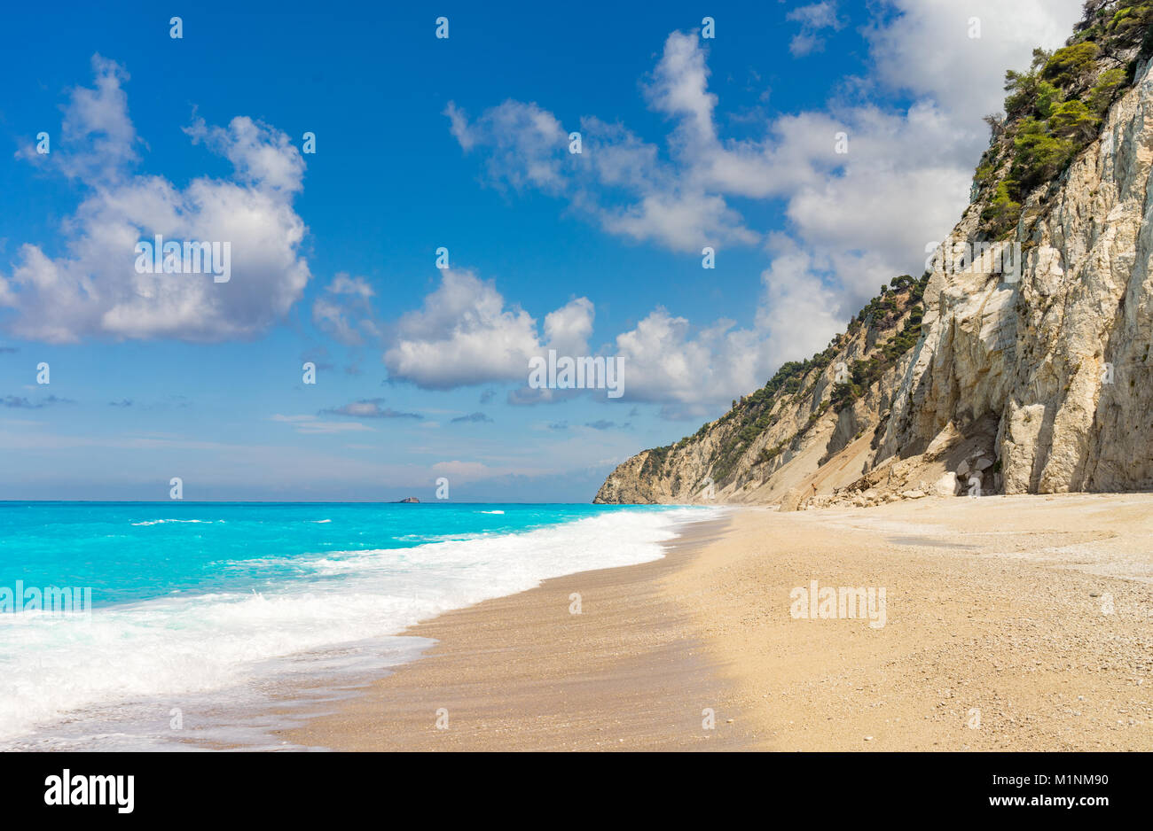 White beach near azure Ionian sea (Egremni, Lefkada, Greece) Stock Photo