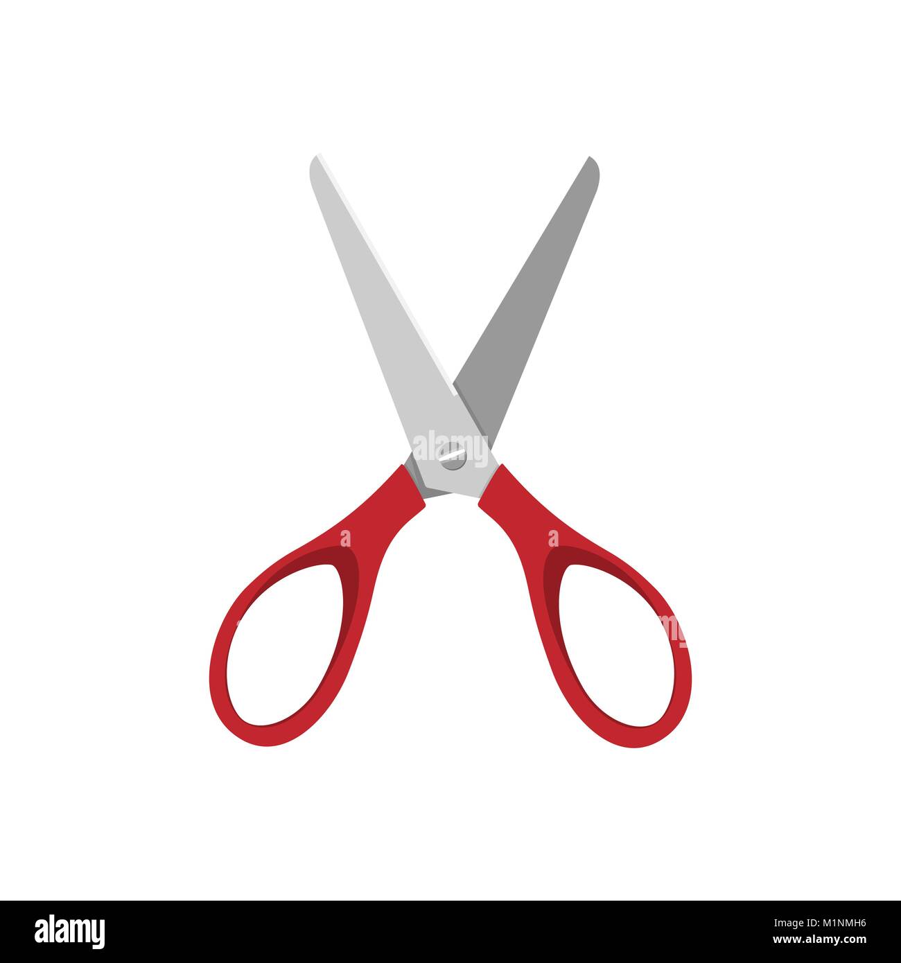 Open red scissors on a white background. Vector illustration Stock