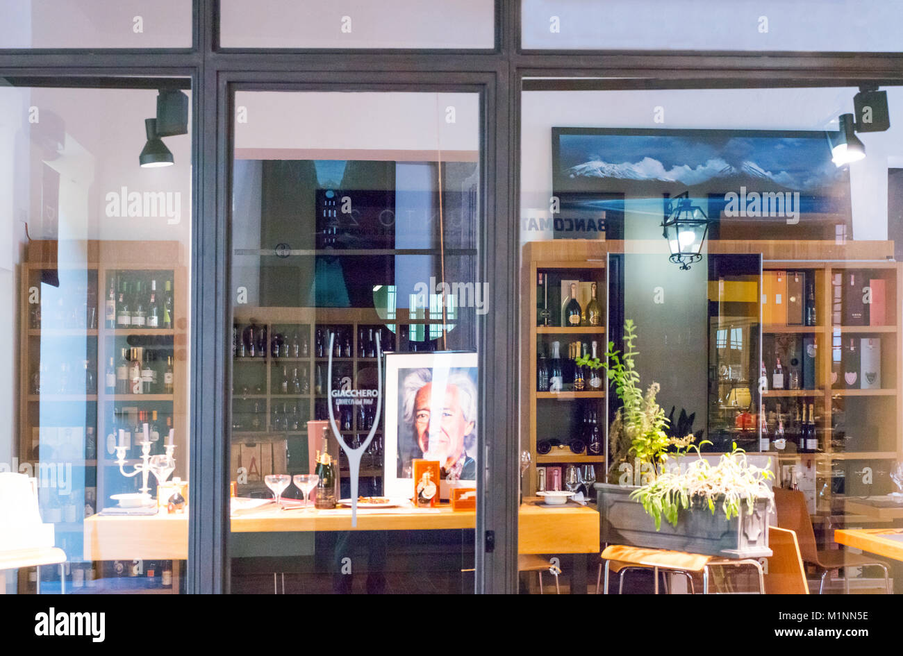 Bologna, Italy, A wine store in the Corte Isolani shopping area Stock