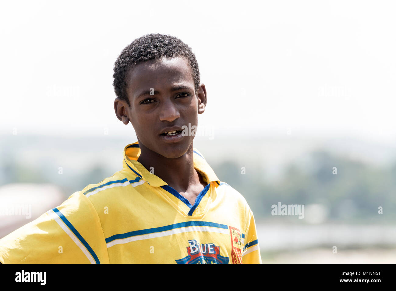 Portrait of Ethiopian Boy in Addis Ababa Ethiopia Stock Photo