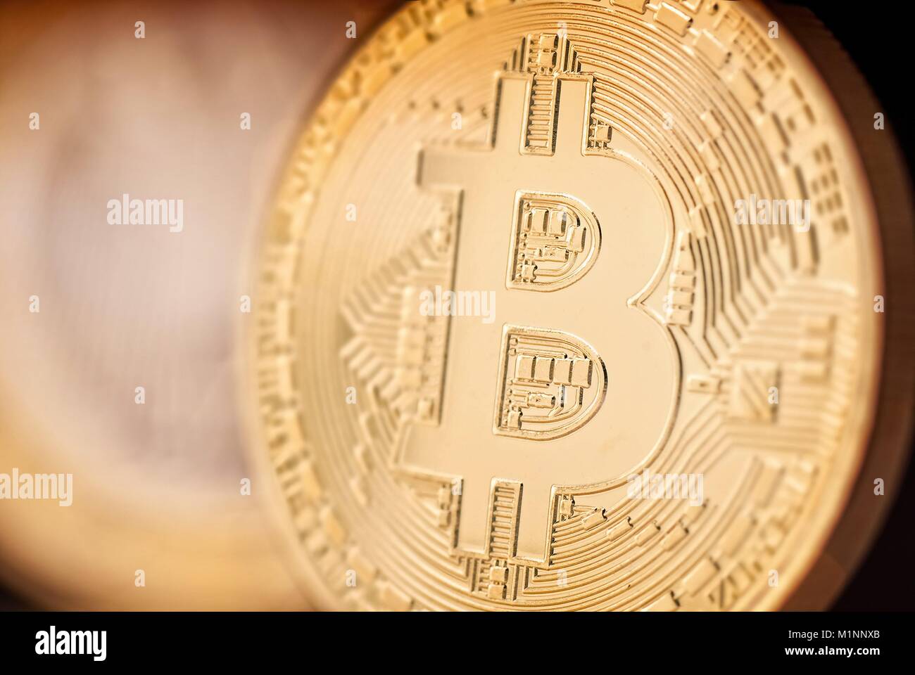 Close-up of the crypto-currency bitcoin | usage worldwide Stock Photo