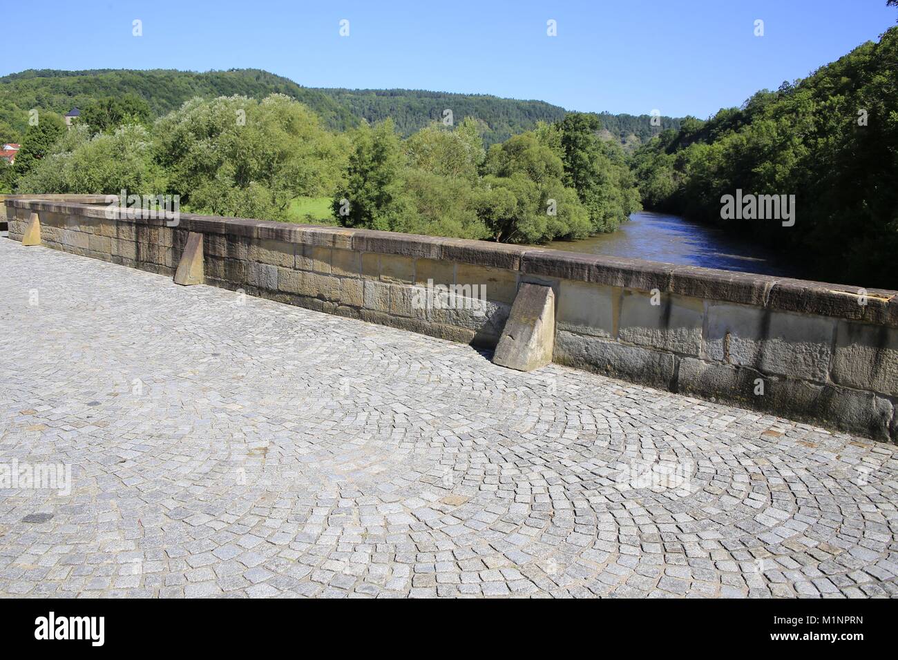 The Werra bridge in Creuzburg. It was built in 1223 and is one of the ...