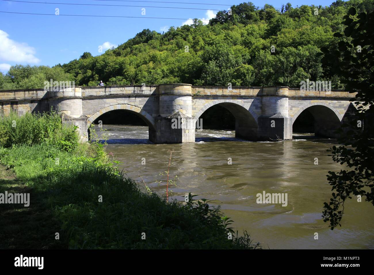 The Werra bridge in Creuzburg. It was built in 1223 and is one of the ...