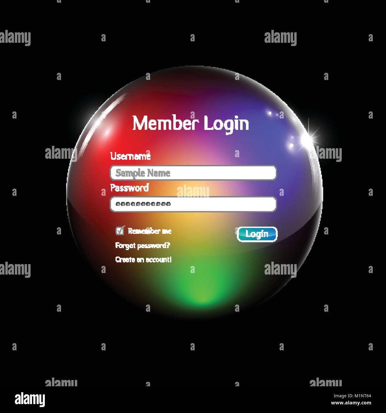 Login interface in a colorful sphere Stock Vector Image & Art - Alamy