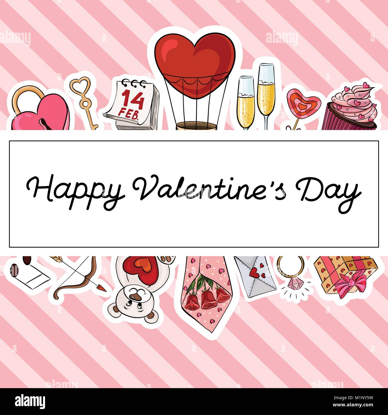 Happy Valentine's Day Stickers Hearts Frame