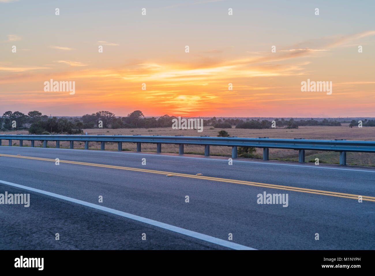 A rural road through central Florida provides a great view of the ...