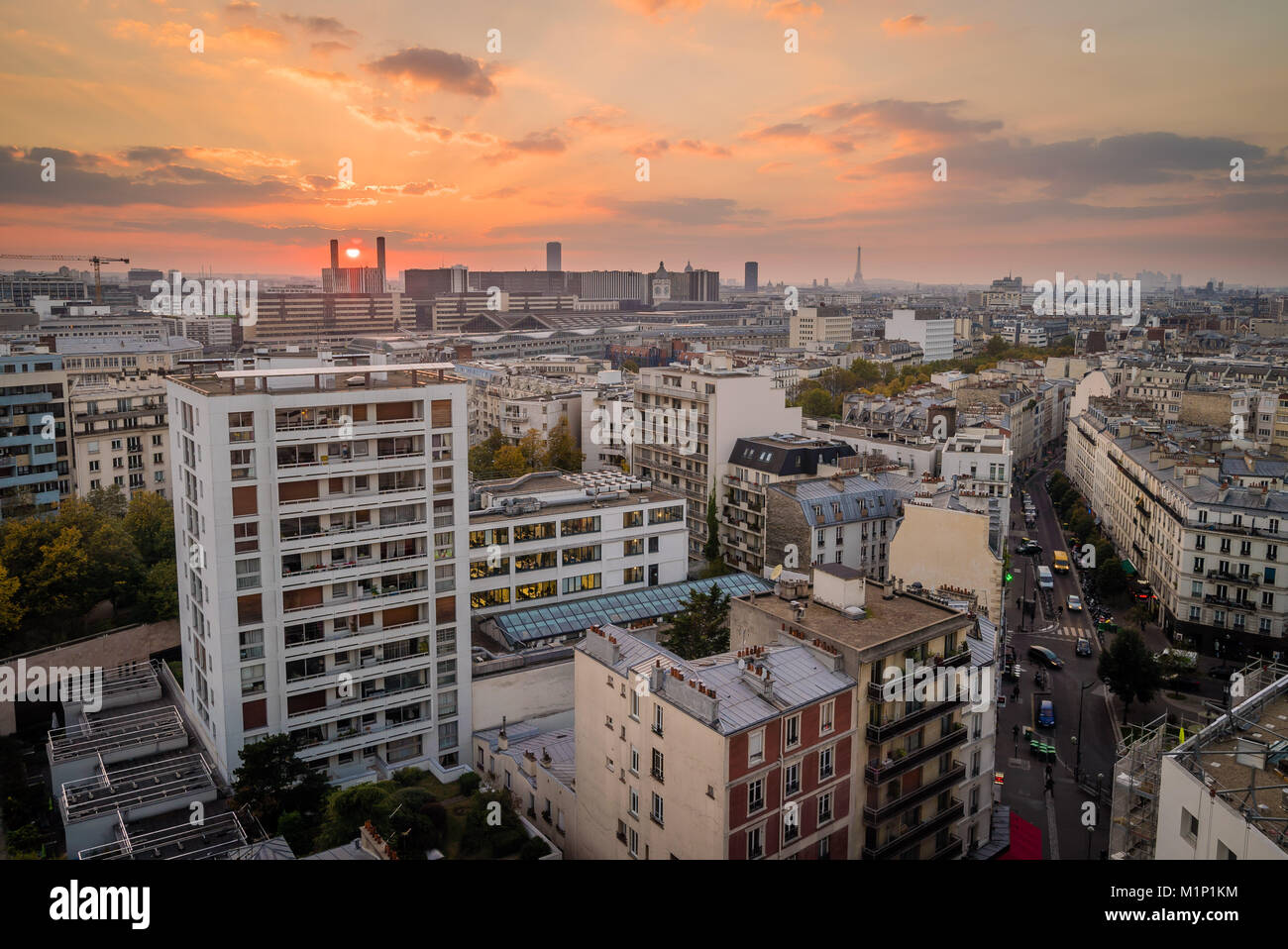 Paris HLM towers at sunset in the 12th arrondissement district Stock Photo