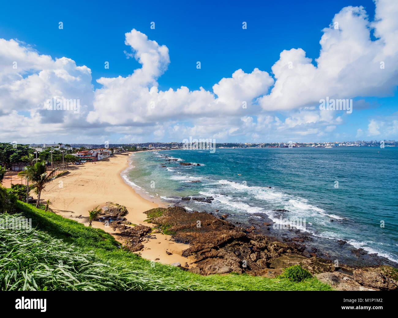 Boa Viagem Beach, elevated view, Salvador, State of Bahia, Brazil, South America Stock Photo