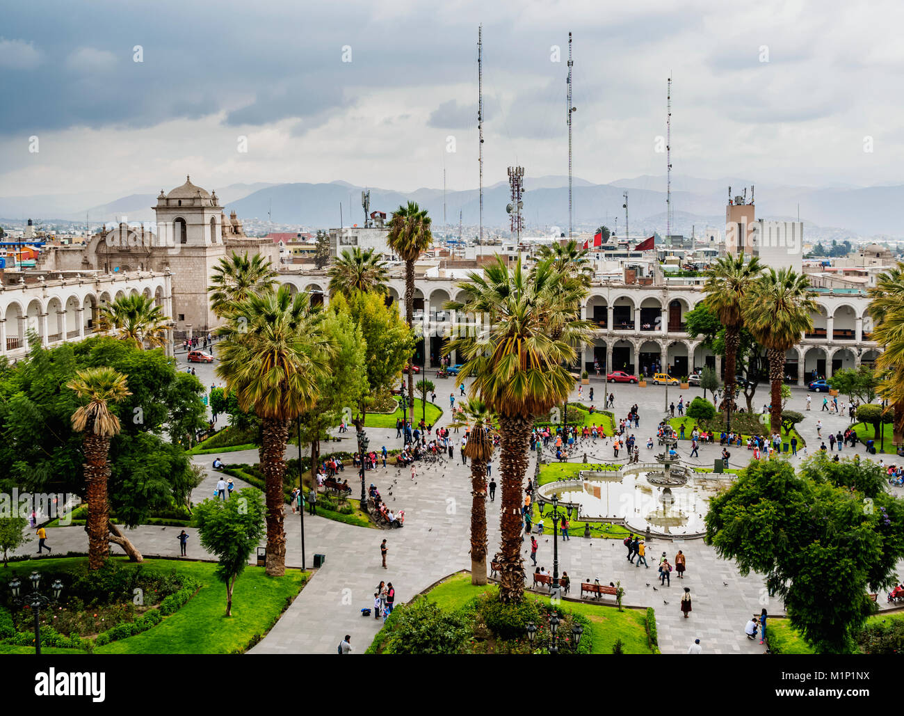 Plaza de Armas, elevated view, Arequipa, Peru, South America Stock Photo