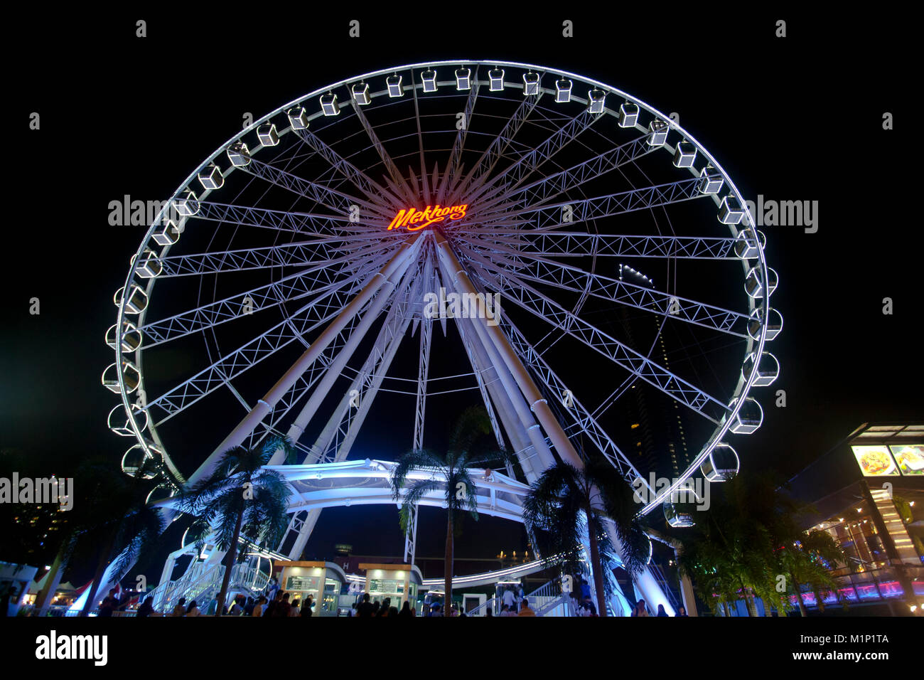 Giant Ferris Wheel on the entertainment strip Asiatique - the Riverfront,Bangkok,Thailand Stock Photo