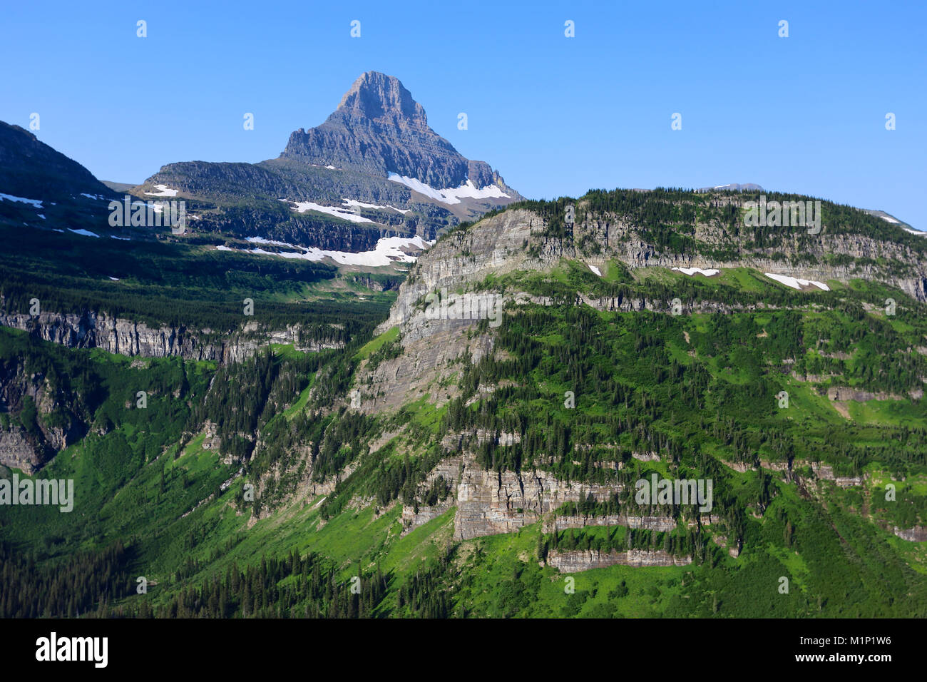 Glacier National Park alpine mountain landscape scenery of Logan Pass Stock Photo