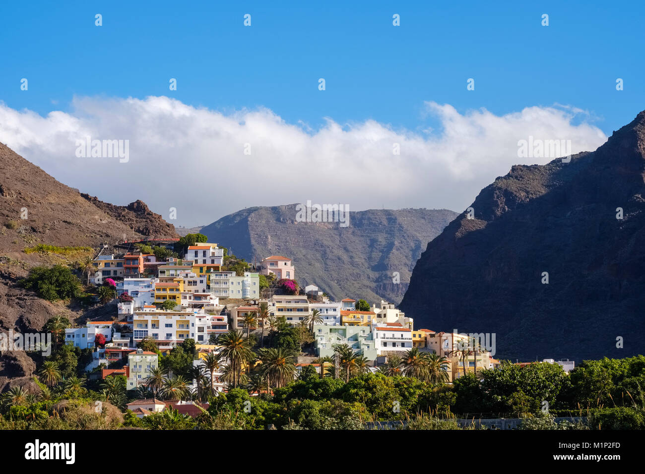 View of La Calera,Valle Gran Rey,La Gomera,Canary Islands,Spain Stock Photo