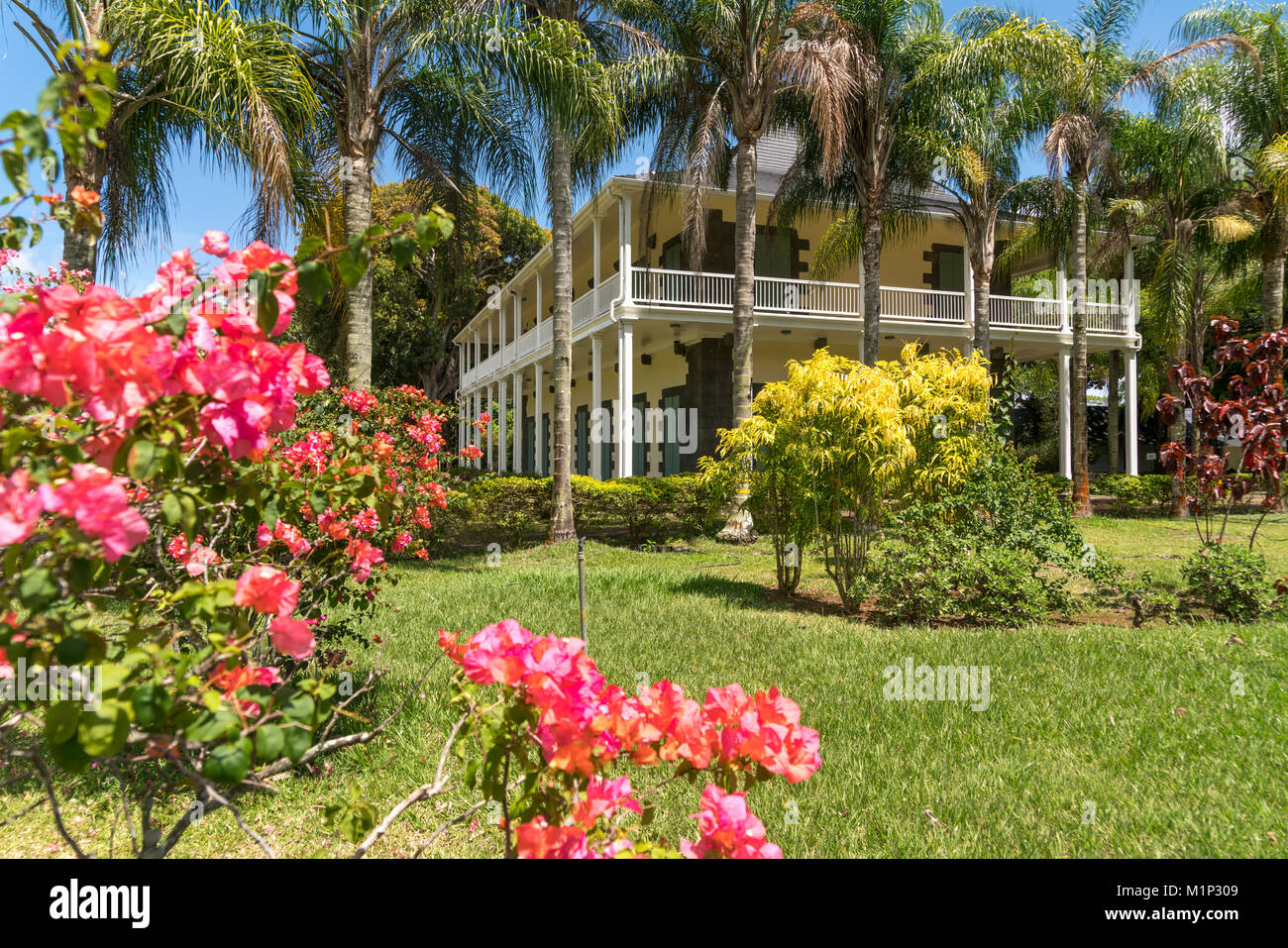 Colonial Villa Mon Plaisir,Pamplemousses Botanical Garden,Mauritius Stock Photo