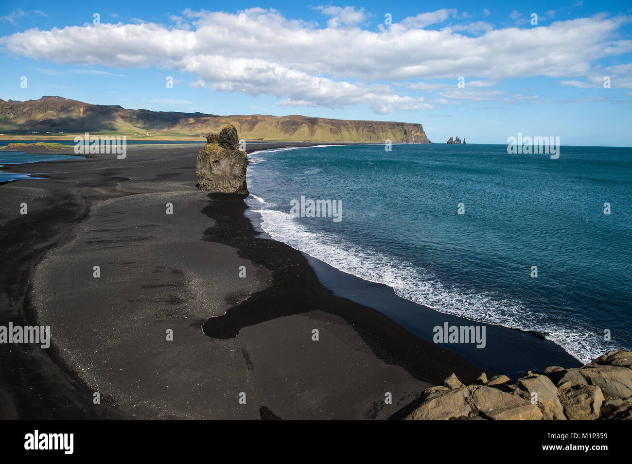 Black sand beach near Vik, Iceland, Polar Regions Stock Photo