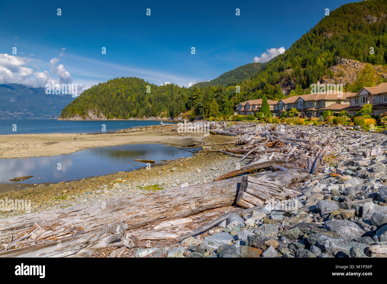 View of How Sound at Furry Creek off The Sea to Sky Highway near Squamish, British Columbia, Canada, North America Stock Photo