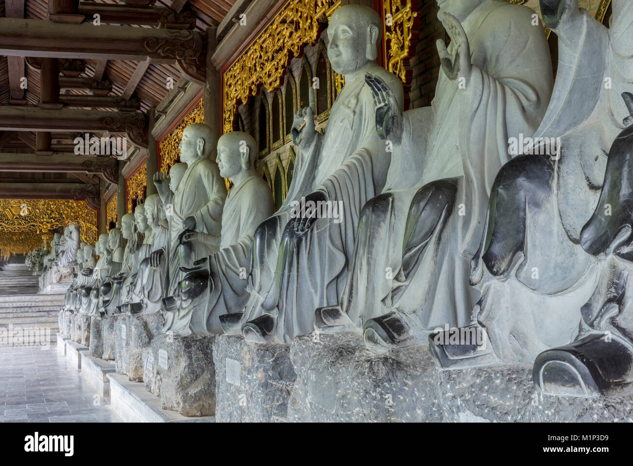 Gia Sinh, Bodhisattva statues at the Bai Dinh Mahayana Buddhist Temple near Tam Coc, Ninh Binh, Vietnam, Indochina, Southeast Asia, Asia Stock Photo