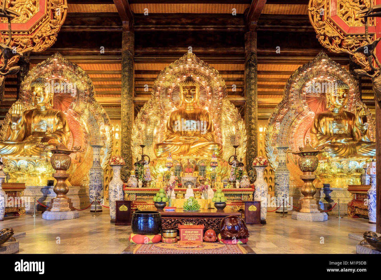Gia Sinh, Buddhas inside a pagoda at Bai Dinh Mahayana Buddhist Temple near Tam Coc, Ninh Binh, Vietnam, Indochina, Southeast Asia, Asia Stock Photo