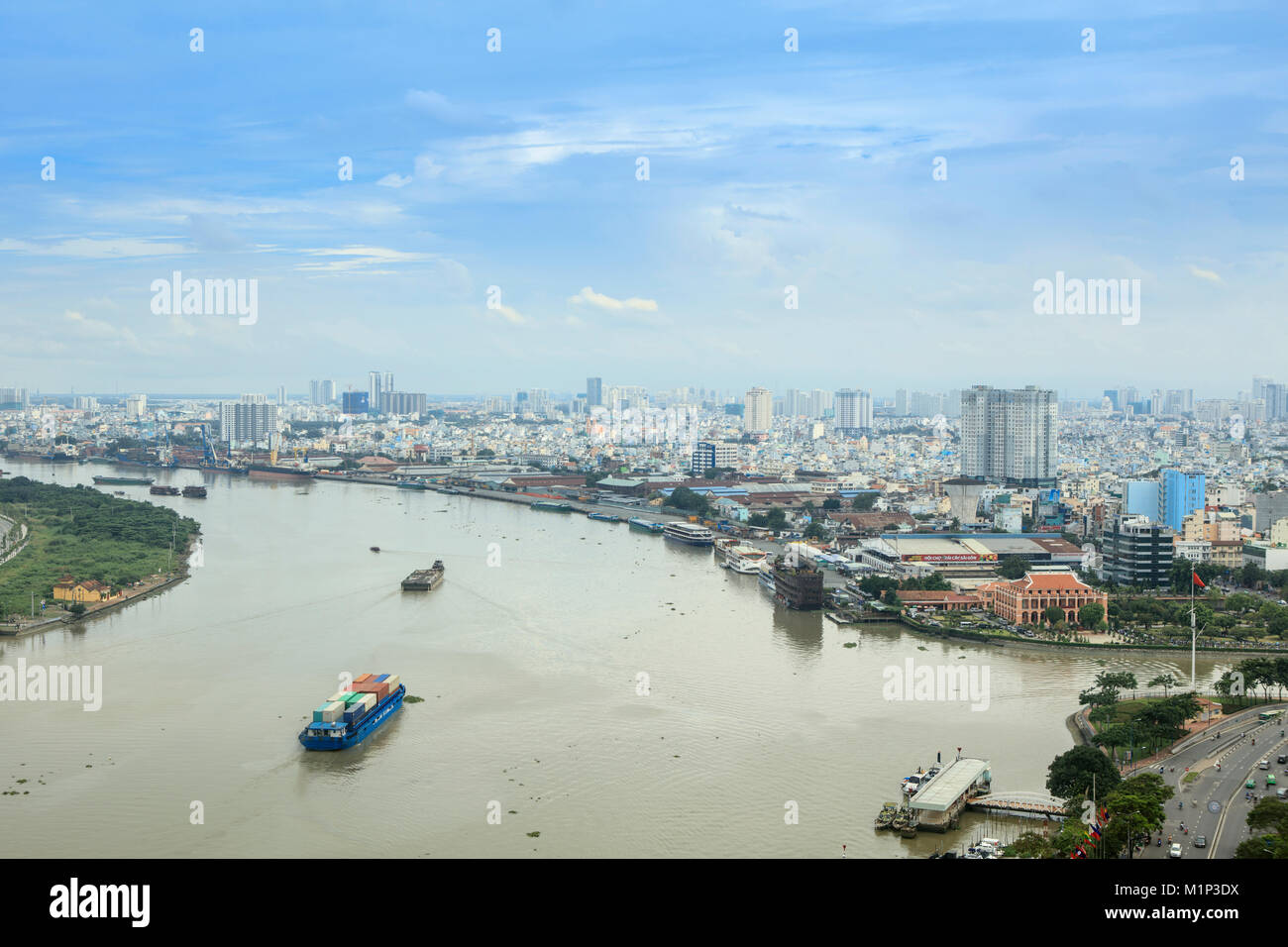 The skyline of Ho Chi Minh City (Saigon) showing the Bitexco tower and the Saigon River, Ho Chi Minh City, Vietnam, Indochina, Southeast Asia, Asia Stock Photo