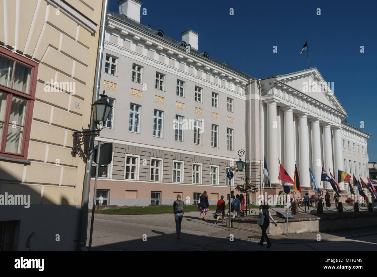 Neo-classical facade of University of Tartu building, Tartu, Estonia, Europe Stock Photo