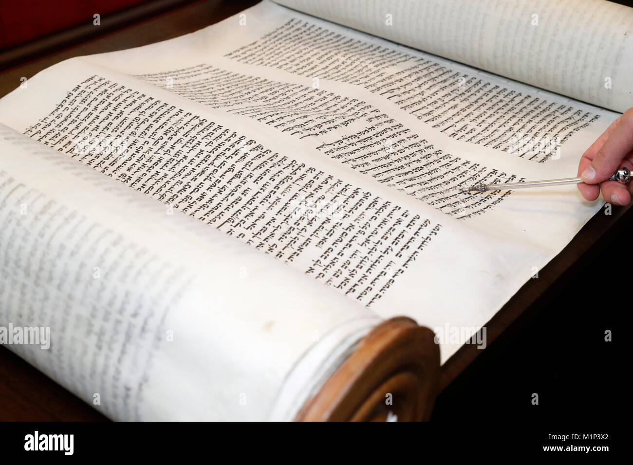 Torah scrolls and yad, Switzerland, Europe Stock Photo