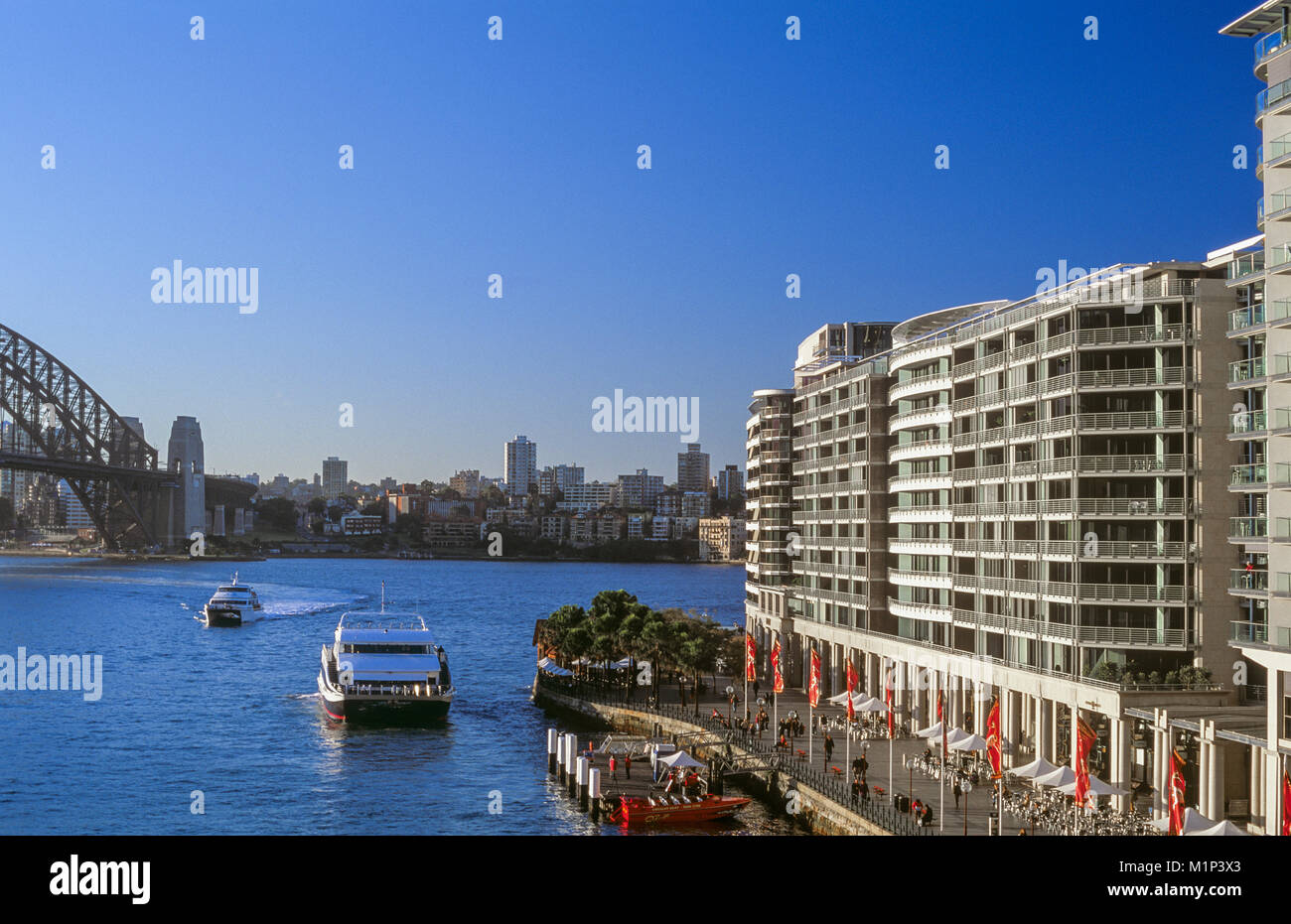 The Bennelong Apartments 'Toaster Building' is a residential apartment building and multi-use complex on the east side of Circular Quay in Sydney. Stock Photo