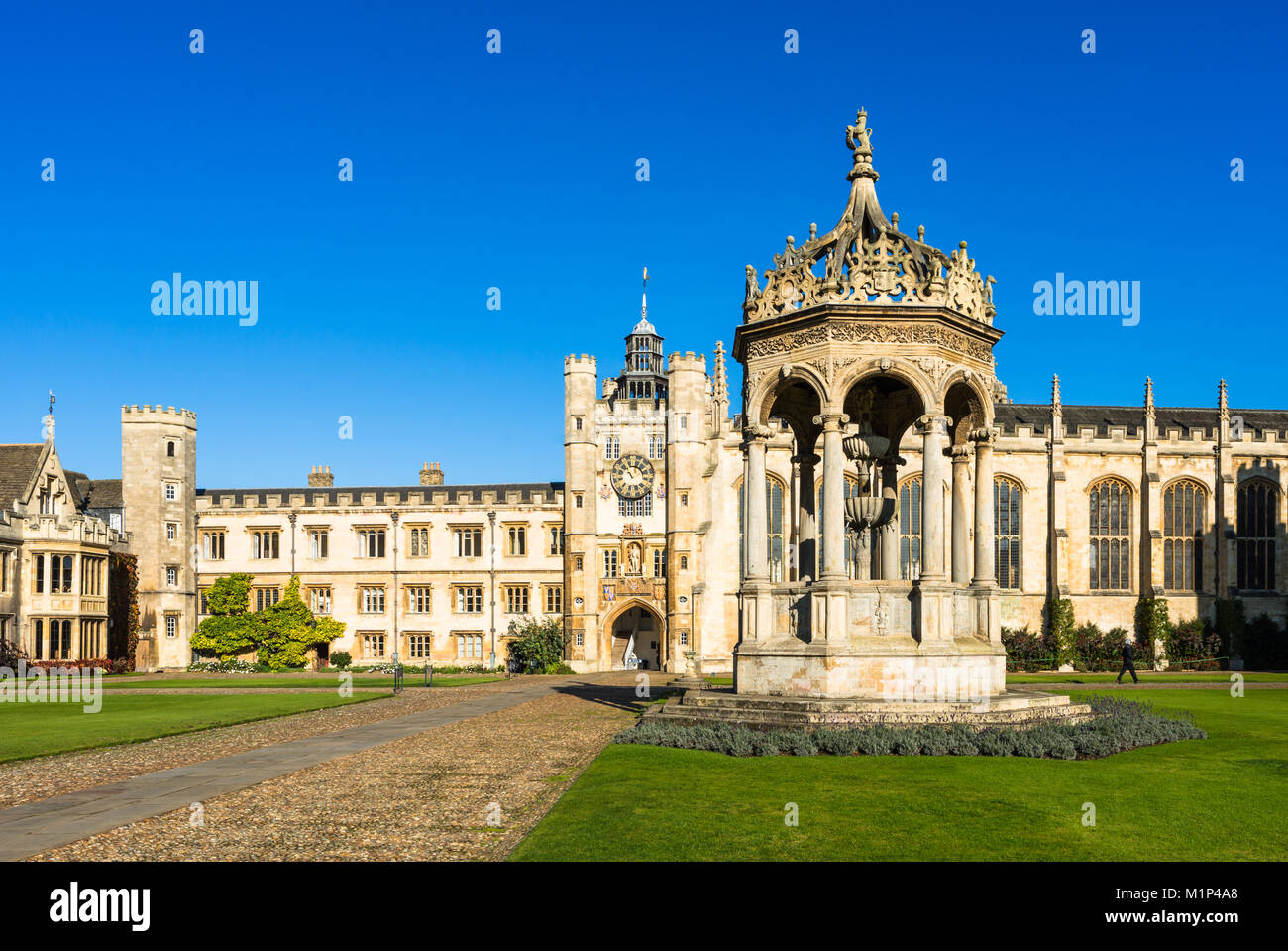 Trinity College Great Court and water fountain, Cambridge University