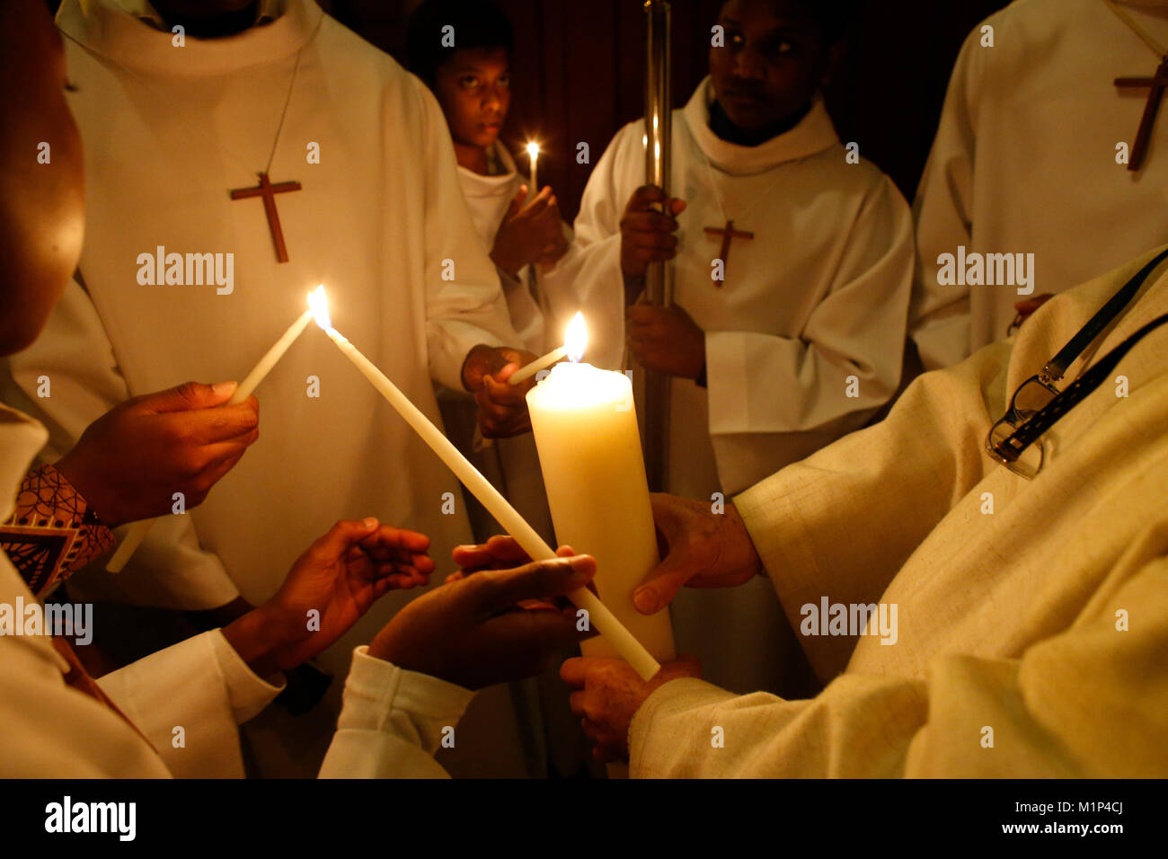 Easter vigil at Le Blanc Mesnil, France, Europe Stock Photo