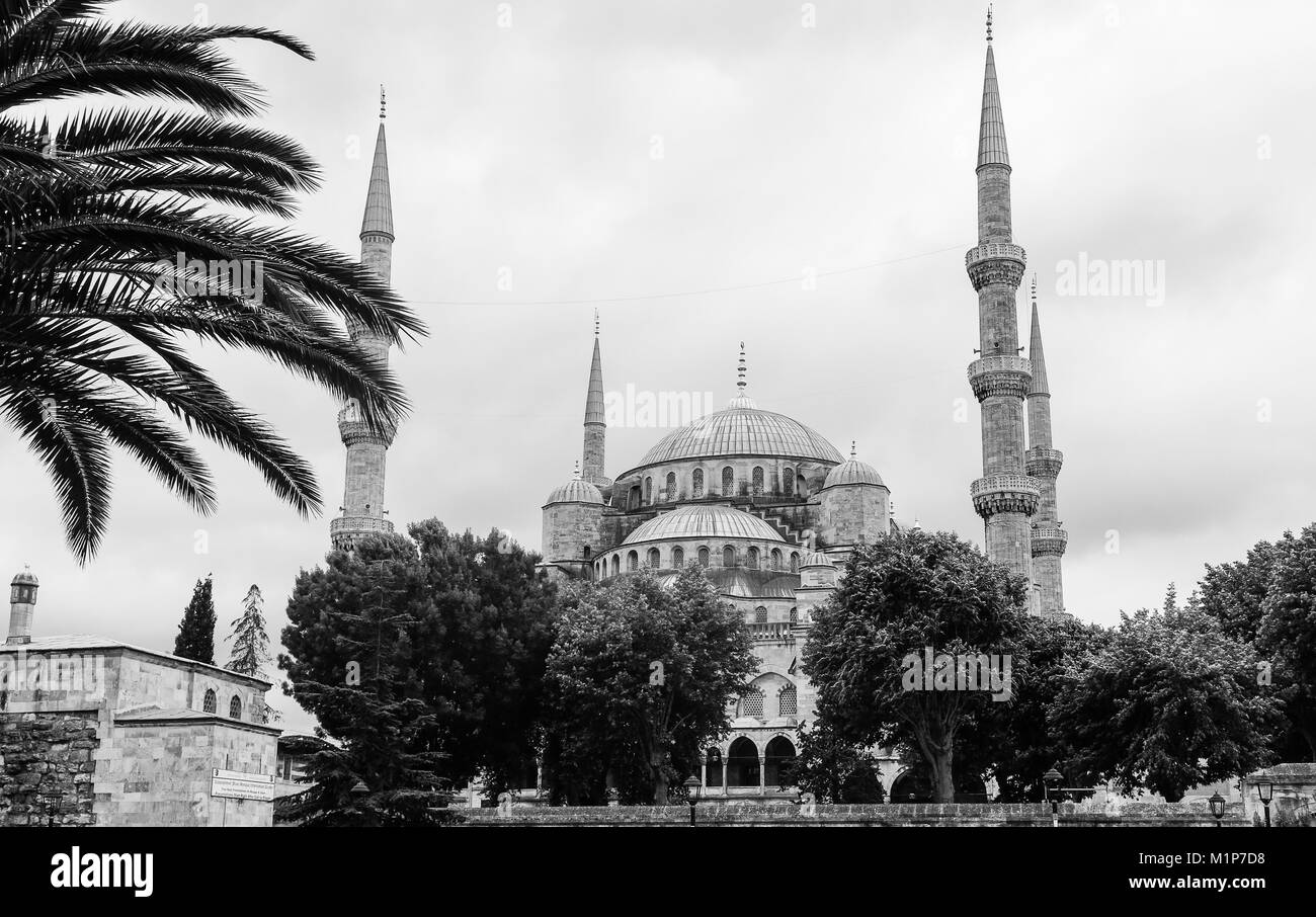 The Blue Mosque, (Sultanahmet Camii), Istanbul, Turkey. Monochromatic picture Stock Photo Alamy