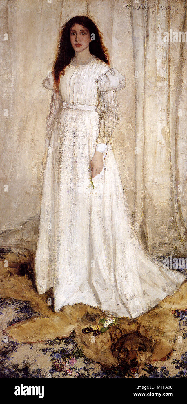 Symphony in White, No. 1, also known as The White Girl, by James Abbott McNeill Whistler (1862) Stock Photo