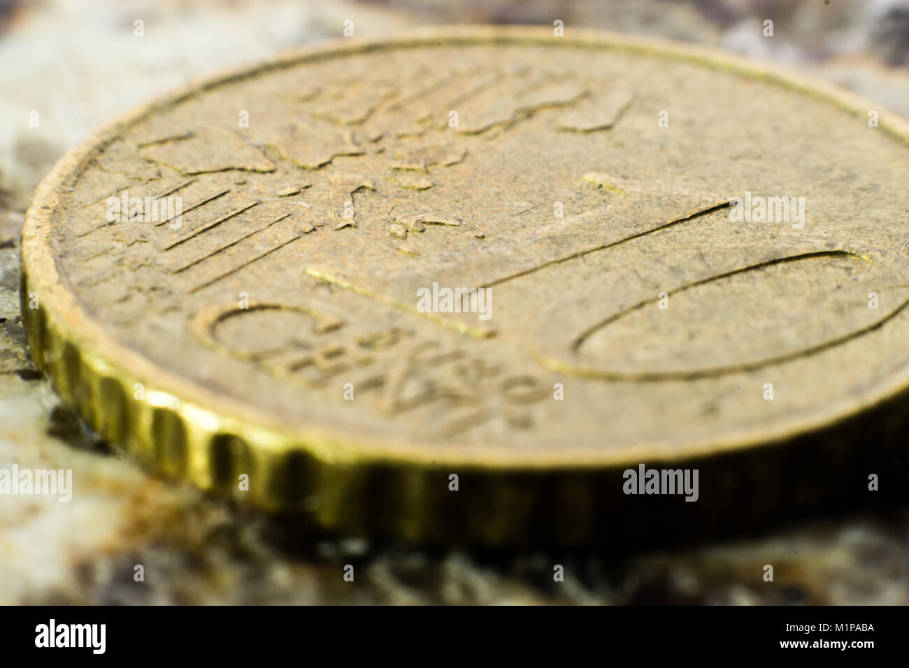 Macro of a 10 Euro cent coin Stock Photo