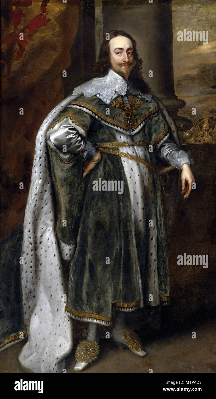 Charles I (1600 – 1649) was monarch of the three kingdoms of England, Scotland, and Ireland from 27 March 1625 until his execution in 1649. Stock Photo