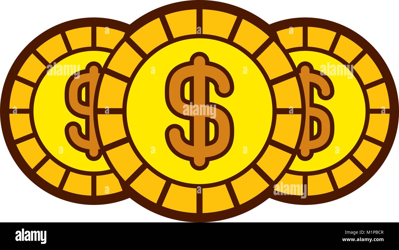 set three coins money dollar currency vector illustration Stock Vector ...