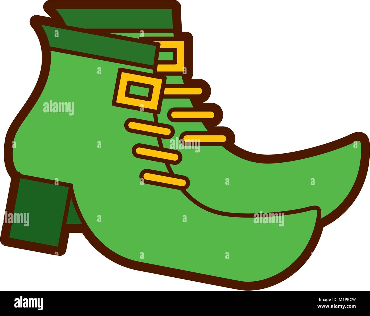 pair green boot shoes of leprechaun vector illustration Stock Vector ...