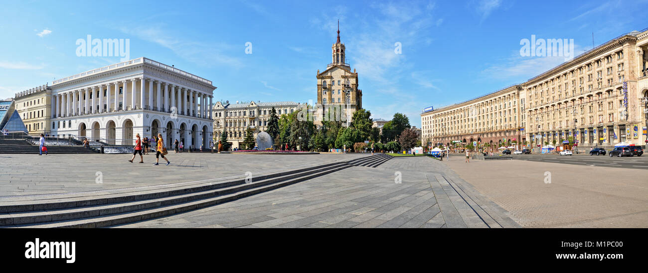 KYIV, UKRAINE - June 15, 2013: Panorama of Khreshchatyk is the main street of Kyiv. Stock Photo