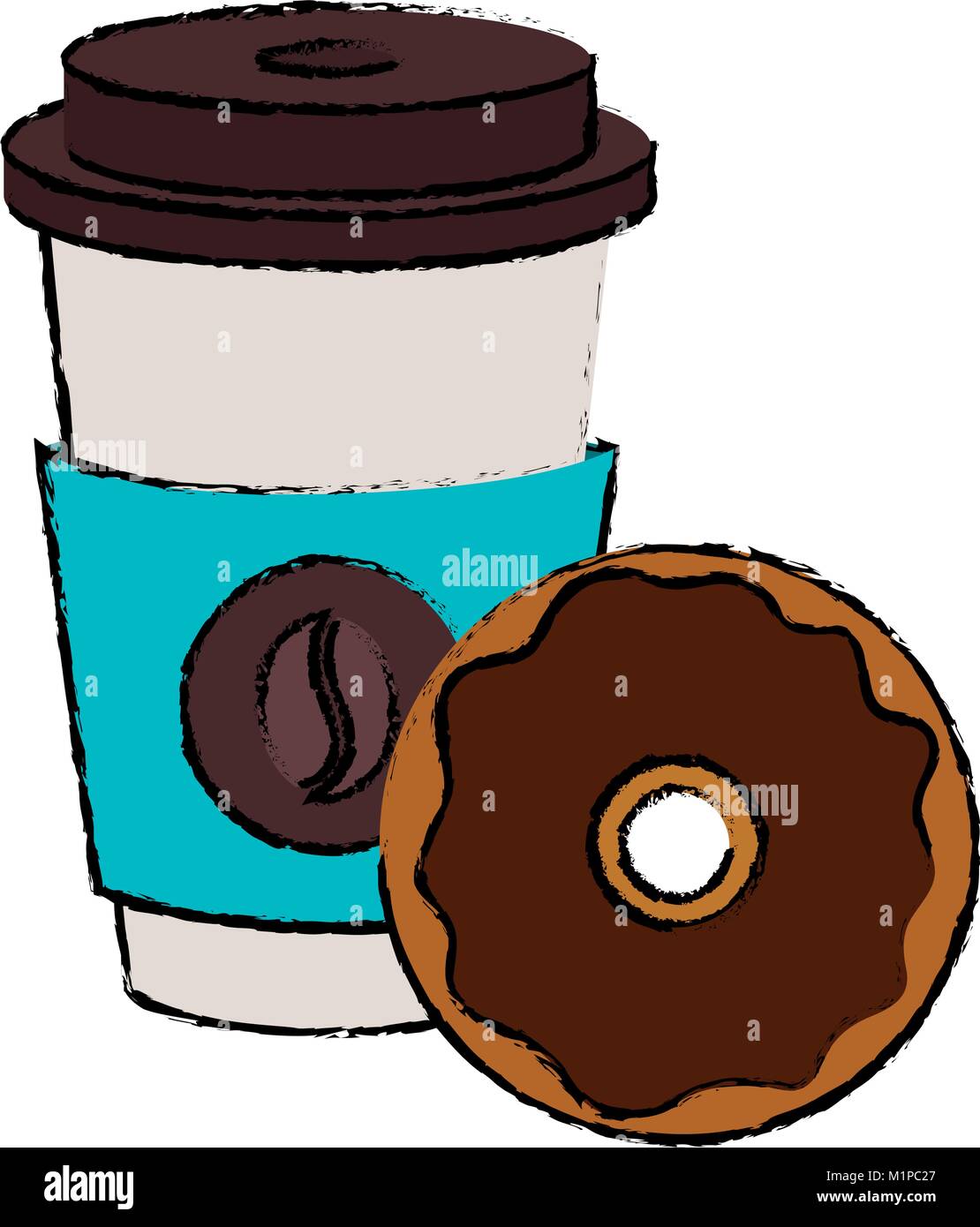 coffee in plastic cup with donut Stock Vector Image & Art - Alamy