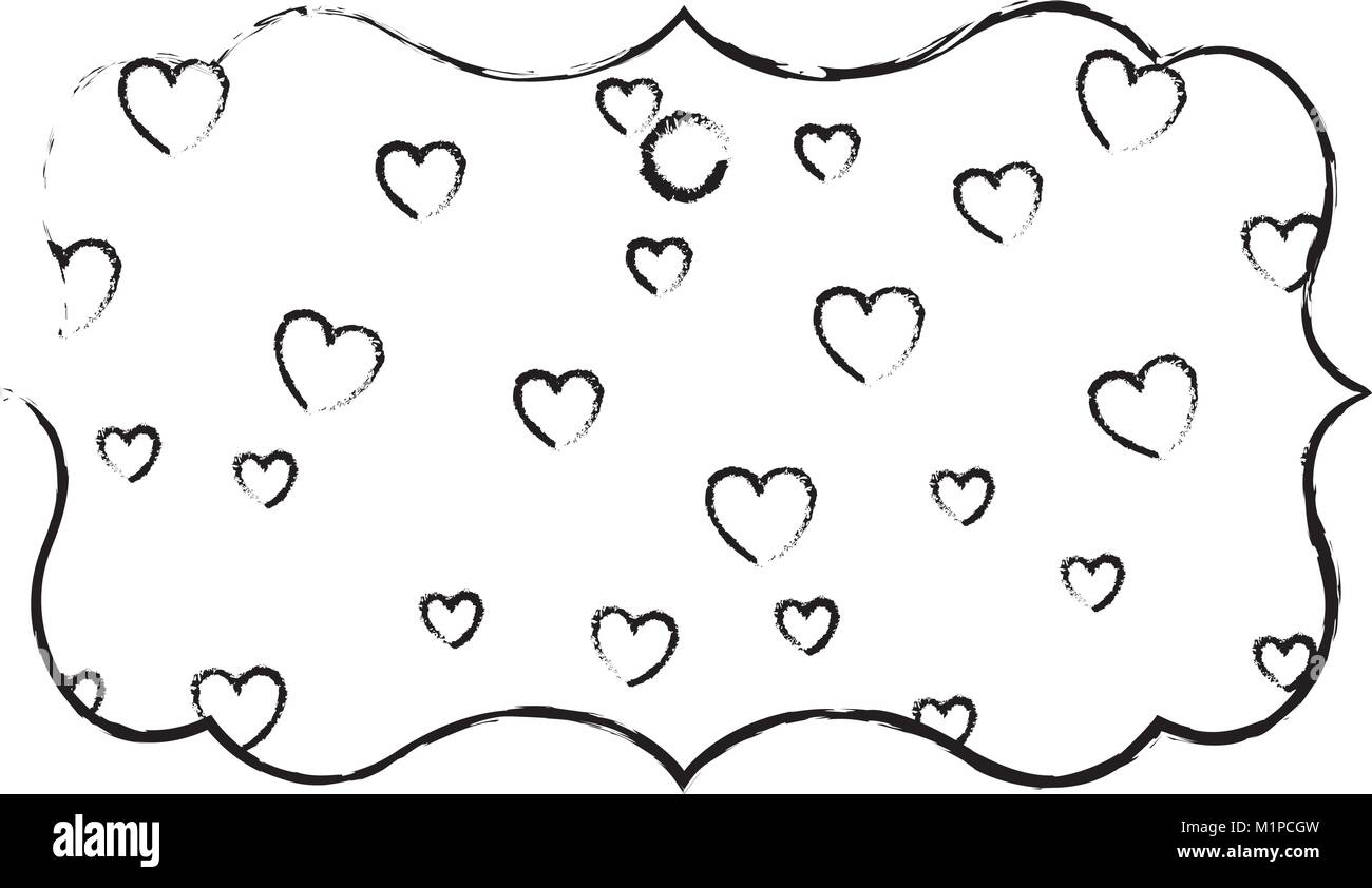 elegant frame with hearts pattern background vector illustration design ...