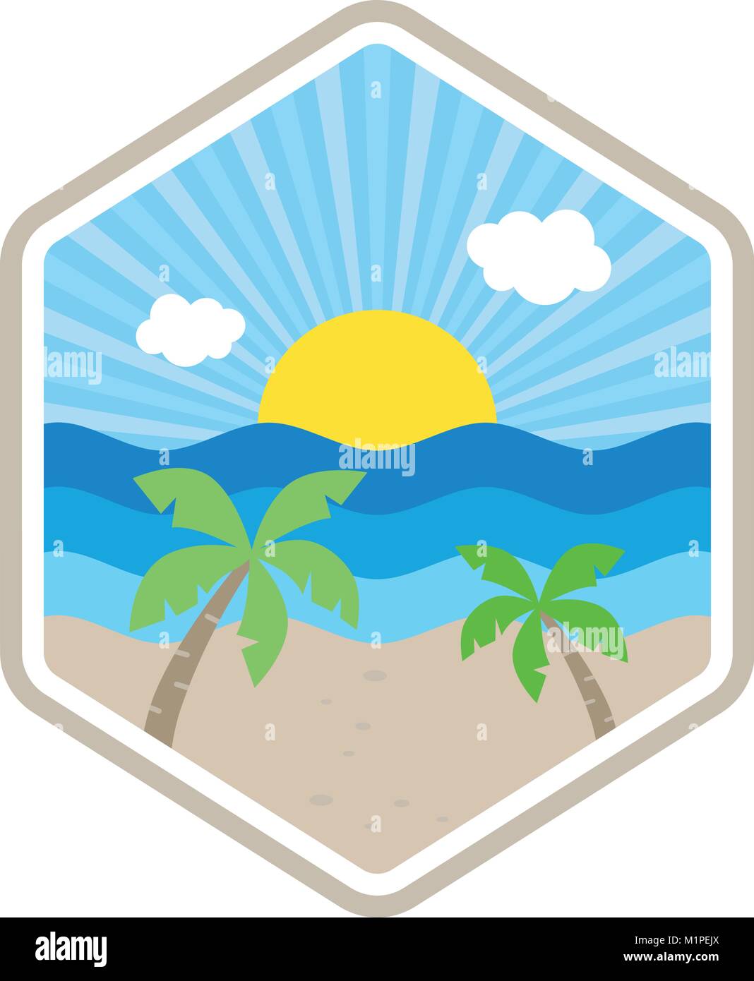 beach time tropical island summer vacation vector art logo template ...