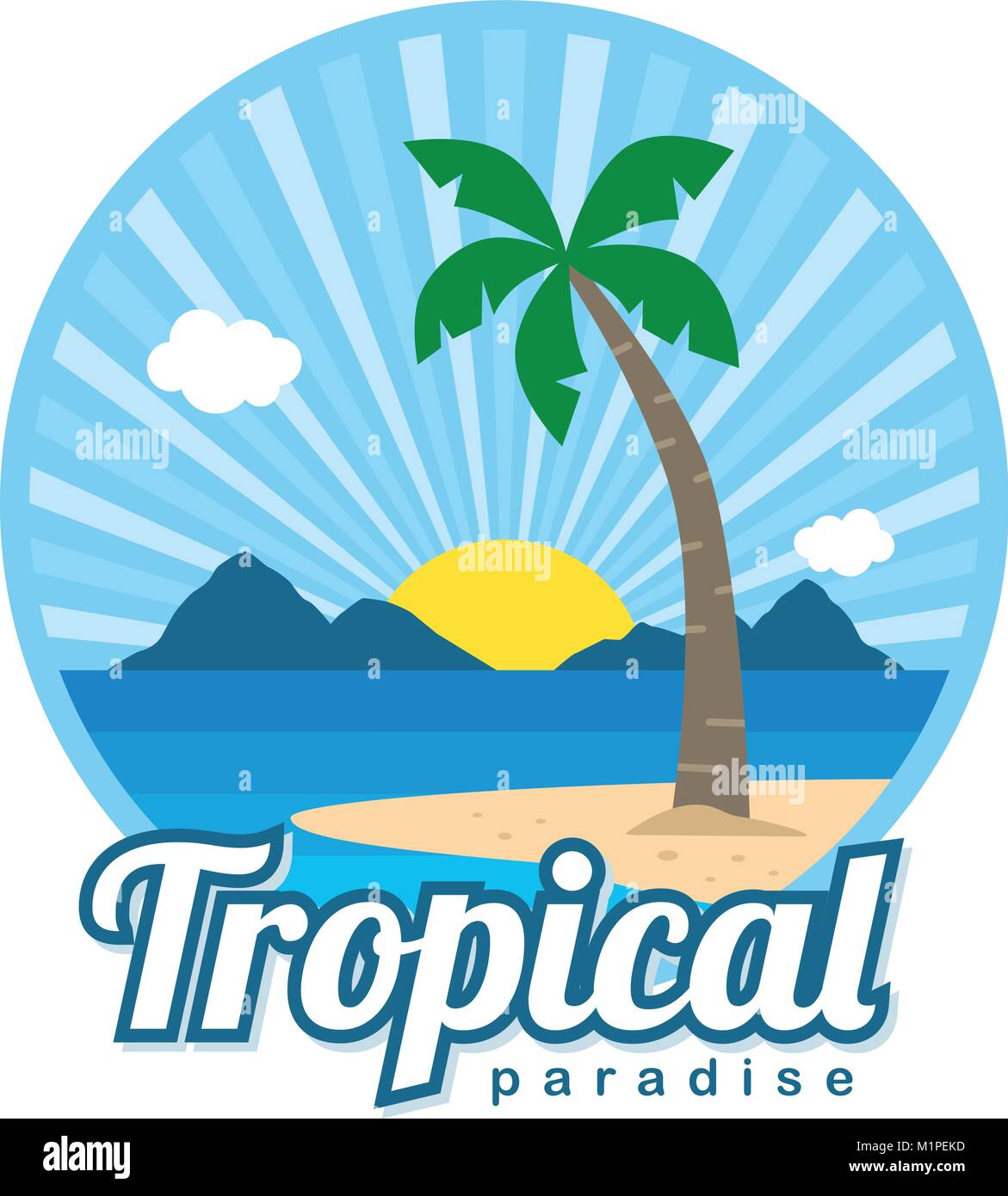 beach time tropical island summer vacation vector art logo template ...