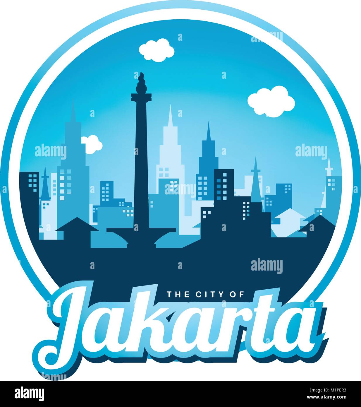 city of jakarta label badge sticker logo template vector Stock Vector